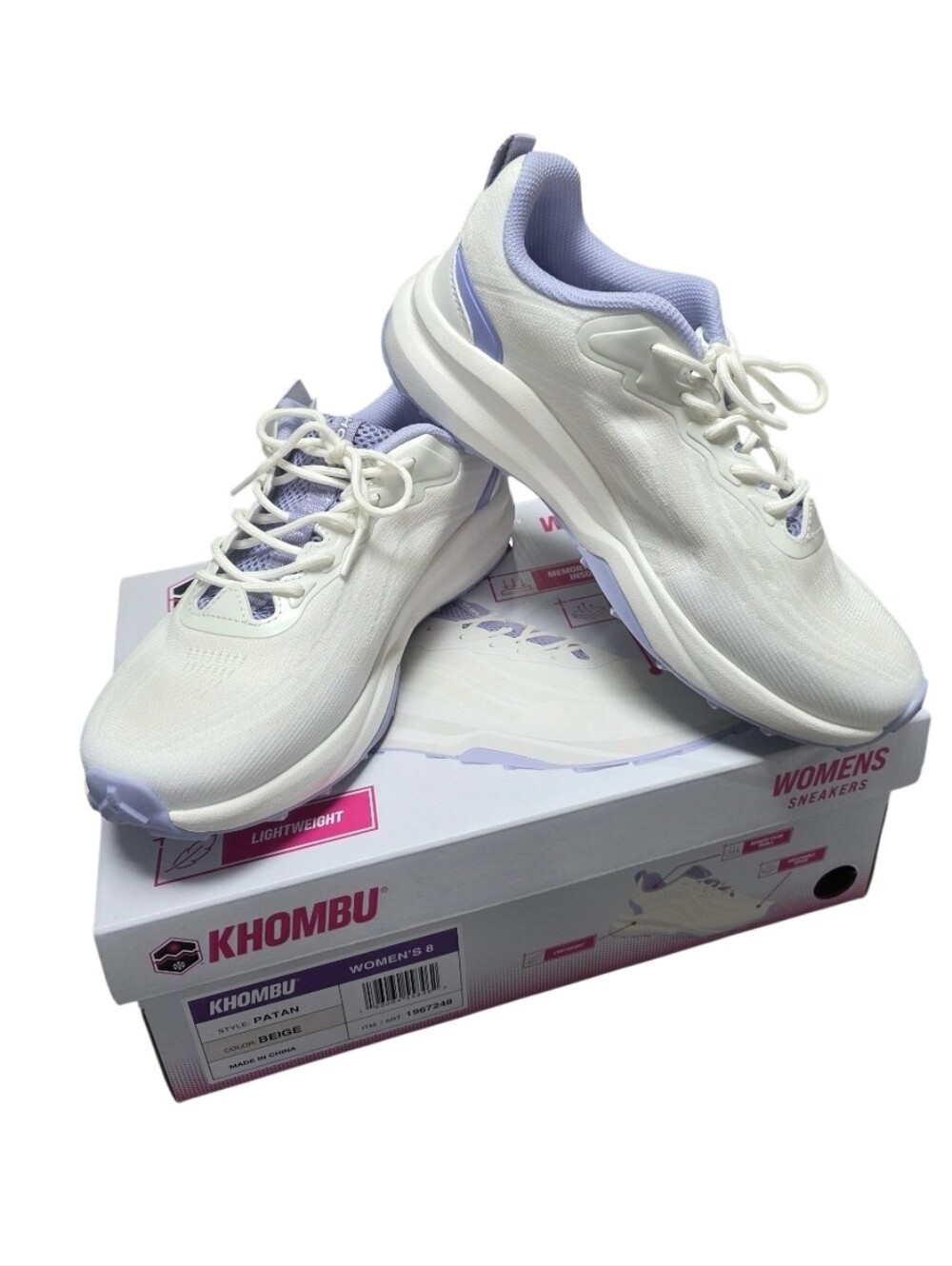 Women's Khombu Patan Sneakers Beige Purple Lightweight Memory Foam Size 8 NIB
